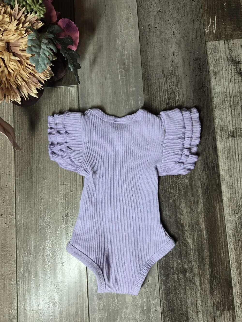 Baby Lavender Ruffled Sleeve One-Piece Bodysuit Size 0-3M NWOT